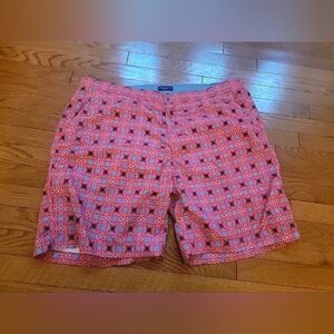 Peter Millar Collection Lined / Drawstring Red Blue Men's Swim Trunk Sz 2XL